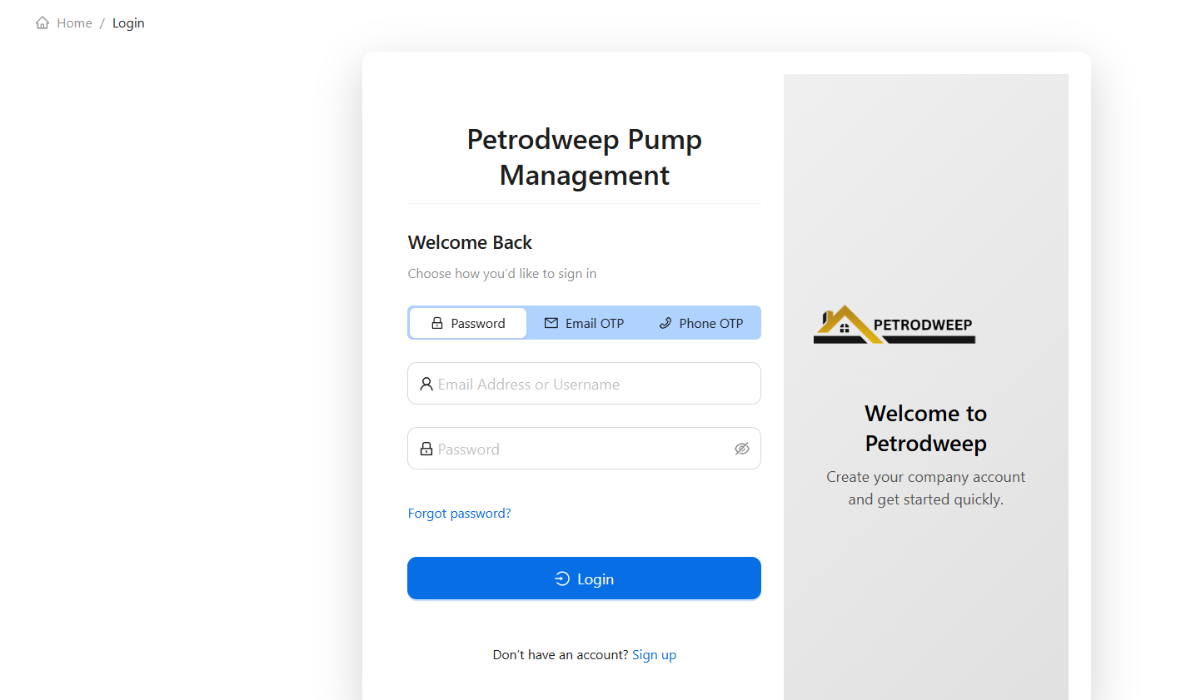 Petrodweep portal access illustration for login, signup, verification, and user approval